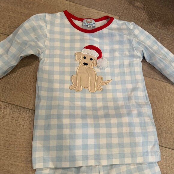 BUSY BEES SMOCKS GIRLS 2 PIECE CHRISTMAS PUPPY DOG OUTFIT PANTS SHIRT 3T - Picture 2 of 8